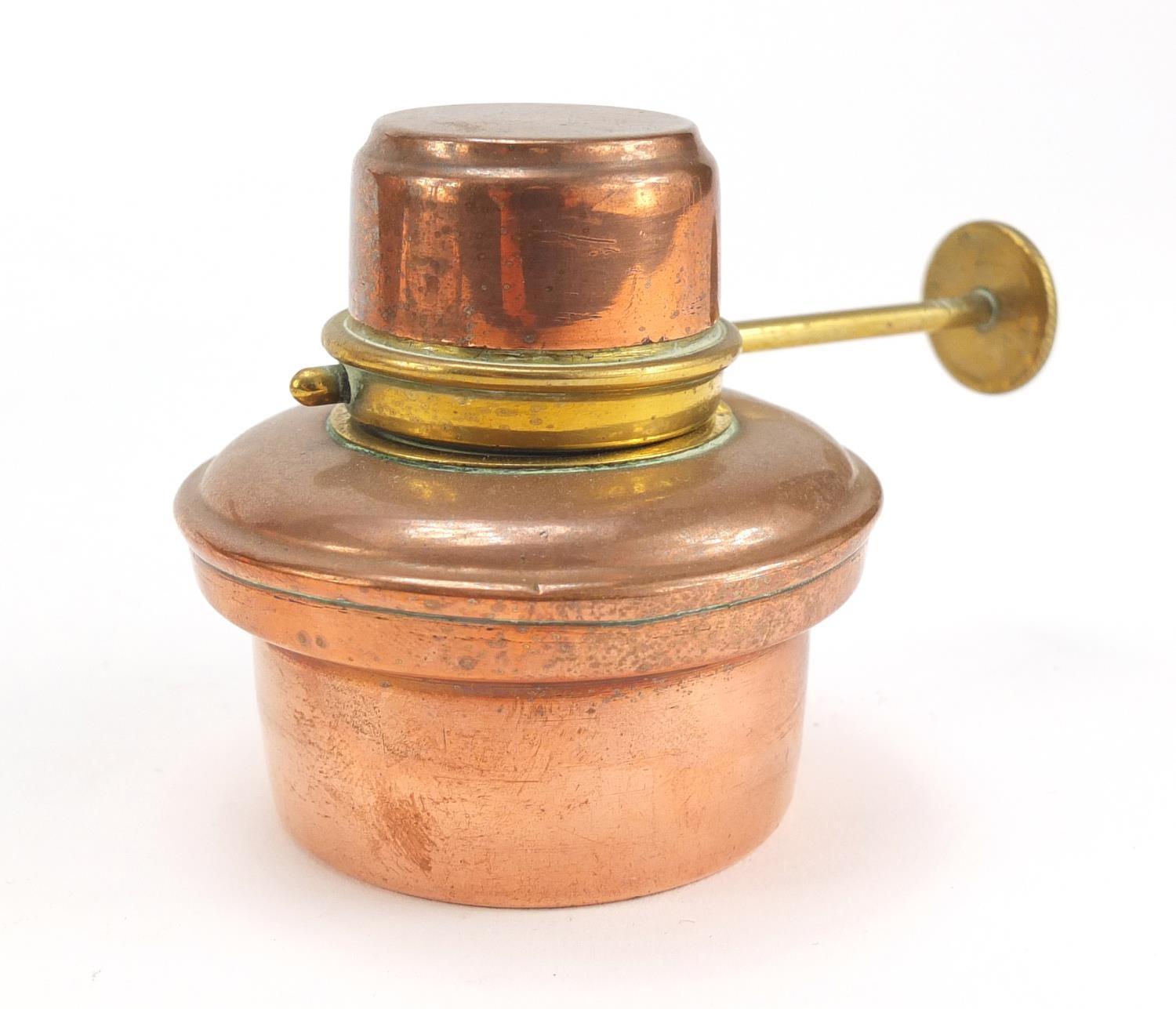 Henry Loveridge Arts & Crafts copper and brass teapot on stand with burner, 37cm high :For Further - Image 6 of 7