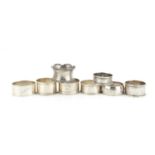 Eight Victorian and later silver napkin rings, various hallmarks, 119.4g :For Further Condition