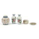 Chinese and Japenese ceramics including a 19th century dish, ginger jar and pair of vases :For