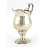 Antique Britannia silver pedestal cream jug, indistinct hallmarks, 12cm high, 114.0g :For Further