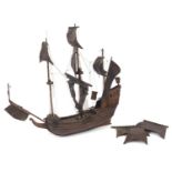 Large wooden model of a clipper, 75cm in length :For Further Condition Reports Please Visit Our