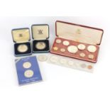 Mostly silver proof coins including Commonwealth of the Bahama Islands proof set and two crowns :For
