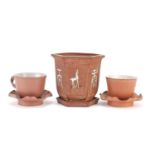Chinese Yixing terracotta including a planter on stand, the largest 12.5cm high :For Further