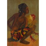 W Douyewaard - Balinese cock-fighter, oil on board, framed, 30.5cm x 21cm :For Further Condition