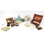 Sundry items including a Junghans electric wall clock, Victorian half pin doll and ephemera :For