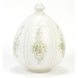 Opaque glass light shade decorated with flowers, 29cm high :For Further Condition Reports Please