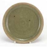 St Ives studio pottery celadon shallow dish, 15cm in diameter :For Further Condition Reports