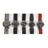 Vintage gentleman's wristwatches including a Sea-Watch, Tara, Oriosa and Oris :For Further Condition