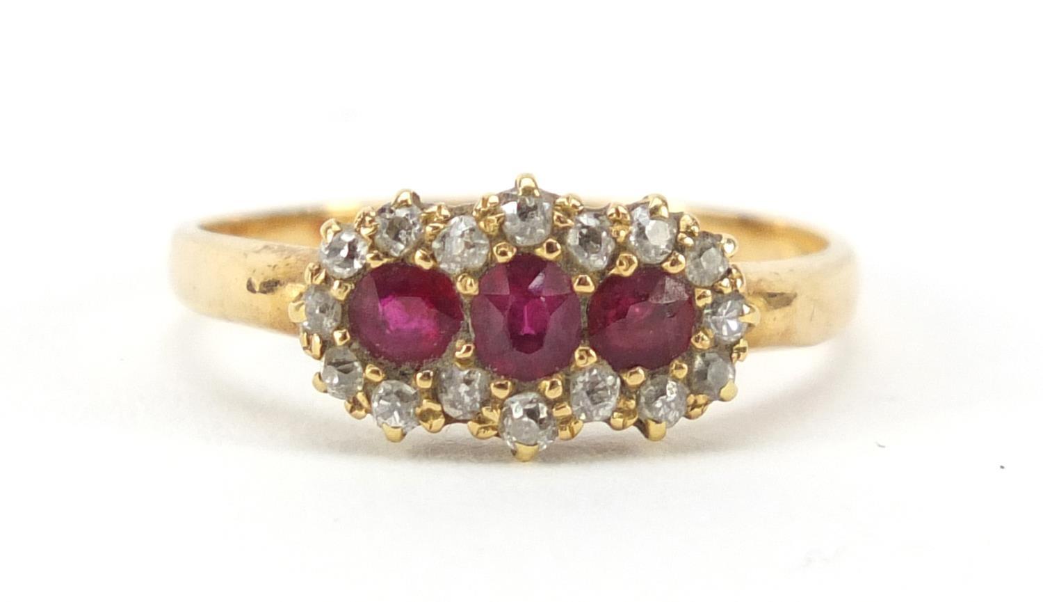 18ct gold ruby and diamond ring, size R, 2.8g :For Further Condition Reports Please Visit Our