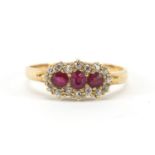18ct gold ruby and diamond ring, size R, 2.8g :For Further Condition Reports Please Visit Our