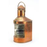 Vintage copper and brass Heklicht ship's mast head lantern, impressed 27472R, 46cm high :For Further