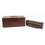 19th century inlaid rosewood musical instrument with case, 33cm wide :For Further Condition
