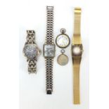 Two wristwatches and a ladies silver open face pocket watch :For Further Condition Reports Please