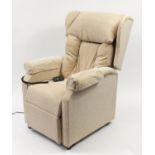 HSL beige upholstered electric rise and recline arm chair :For Further Condition Reports Please