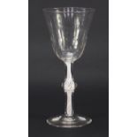 Large George III ale glass with knopped air twist stem, 19.5cm high :For Further Condition Reports