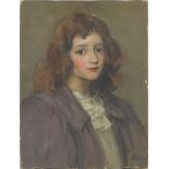 Head and shoulders portrait of a young lady, oil on canvas, bearing a monogram CH, unframed, 43cm