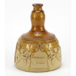 19th century Masonic interest salt glazed decanter with coat of arms, impressed Charles Simpson