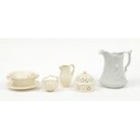 Leedsware classical Creamware and a Portmeirion parian jug :For Further Condition Reports Please