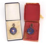 Two silver and enamel football jewels :For Further Condition Reports Please Visit Our Website,