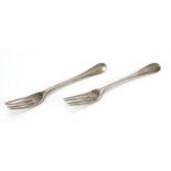 Pair of 19th century French silver forks, hallmarked 1816, 19.5cm in length, 123.4g :For Further