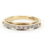 9ct gold diamond half eternity ring with I Love You hidden message, size N, 2.7g :For Further