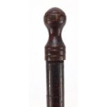 Segmented leather walking stick, 83cm in length :For Further Condition Reports Please Visit Our