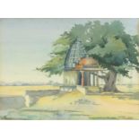 Lady D Kaye - Asian temple, signed watercolour, mounted and framed, 34cm x 25cm :For Further