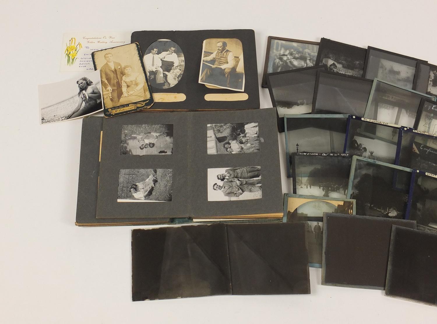 Vintage glass slide and black and white photographs arranged in two albums :For Further Condition - Image 2 of 3