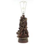Studio pottery naturalistic table lamp, 55cm high excluding the fitting :For Further Condition