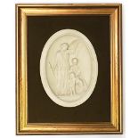 Oval Parian style classical plaque, mounted and framed, the plaque 32.5cm x 24cm :For Further