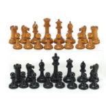 Boxwood and ebony Staunton part chess set, possibly by Jacques, the largest 10cm high :For Further