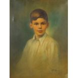 Head and shoulders portrait of a young boy, oil on canvas, bearing an indistinct signature,