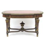 19th Century French boulle work and ebonised centre table with ormolu mounts, fitted with a frieze