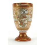 Japanese Kutani porcelain egg cup, finely hand painted with figures, landscapes and calligraphy, six