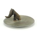 Austrian Art Deco stylised elephant dish by Karl Hagenauer, impressed marks to the base, 15cm in