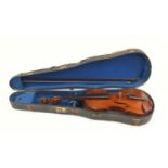Old wooden violin with bow and case :For Further Condition Reports Please Visit Our Website, Updated