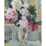 C Olivier - Still life flowers in a vase, oil on canvas, framed, 59cm x 48cm :For Further