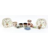 19th century and later mostly English ceramics including three hand painted lustre tankards and a