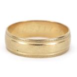 9ct gold wedding band size R, 3.1g :For Further Condition Reports Please Visit Our Website,