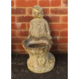 Stoneware garden figural birdbath, 54cm high :For Further Condition Reports Please Visit Our