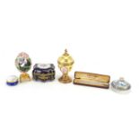 Objects including a House of Faberge musical egg, silver yard-o-lead propelling pencil and a Limoges