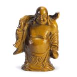 Chinese tiger's eye carving of Buddha, 10cm high :For Further Condition Reports Please Visit Our
