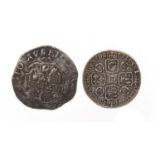 Two antique silver coins including a hammered example, the largest 2.5cm in diameter :For Further