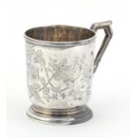 Victorian silver christening tankard by Fenton Brothers Ltd, engraved with vines, Sheffield 1899,