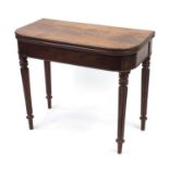 Victorian mahogany folding card table with beize lined interior, 75cm H x 90cm W x 45 cm D :For