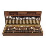 1930's oak twelve place canteen of silver plated cutlery, 74cm wide :For Further Condition Reports