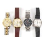 Four gentleman's wristwatches comprising Seiko 5, Seiko Automatic, Seiko Chronograph and Citizen