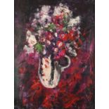 Manner of Anne Redpath - Flowers in a jug, oil on canvas, framed, 59cm x 44.5cm :For Further