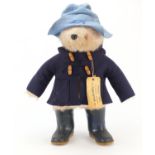 Vintage Paddington Bear soft toy with blue Dunlop wellington boots, 53cm high :For Further Condition