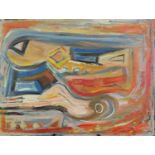 Manner of Jay Milder - Abstract composition, American school oil on canvas board, unframed, 71cm x